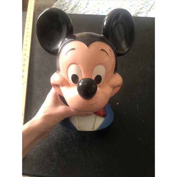 Vintage 1971 MICKEY MOUSE Head Bust Plastic Coin Piggy Bank 10" Tall - Picture 10 of 10